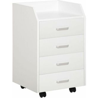 Vinsetto Vinsetto - Cajonera De Oficina Mueble Auxiliar Para Archivos Con 4 Cajones Encimera Superior De Almacenaje 4 Ruedas Y 2 Frenos Para Estudio Despacho 4