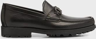 Ferragamo Mens David Leather Lug-Sole Loafers