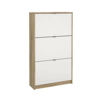 Dmora Dmora - Zapatero Irina, Zapatero, Armario De Entrada Multiusos, Zapatero, 70x24 H124 Cm, Roble Y Blanco