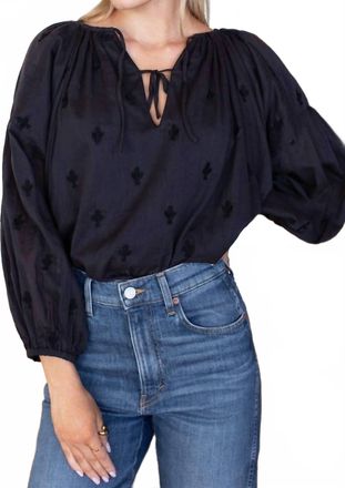 Emerson Fry Folk Embroidered Top In Navy