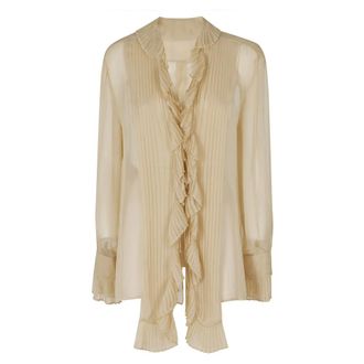 Alberta Ferretti Dames, Blouses & Shirts, Bruin, Maat: S Zijde