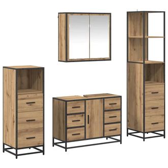 vidaXL Juego De Muebles De Ba&ntilde;o 4 Uds. Roble Artisan Vidaxl
