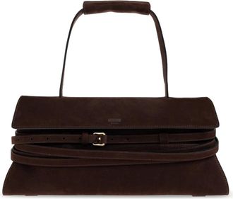 Moschino Tie Su&egrave;de Handtas - Dames - Schoudertassen - Bruin - ONE Size - Su&egrave;de - Tassen
