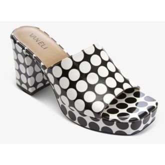 Vaneli Vaneli Moyra Sandals Womens Black White Polka Dot Block Heel VER1538