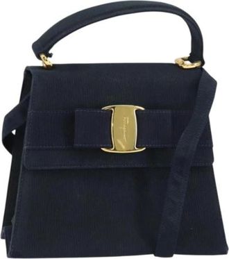 Ferragamo Pre-owned Mini Bags, female, Blue, Size: ONE SIZE Pre-owned Canvas Handbag