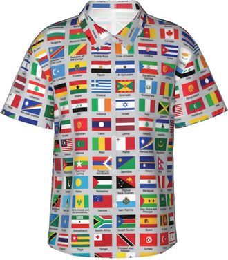 Generic Mens Button Down Casual Shirts Flags of The World Classic Hawaiian Short Sleeve Beach Shirt with Pocket