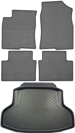 OEM Honda Civic X Sed&aacute;n (4 Puertas) Desde Mayo De 2017. Juego: Alfombrillas De Goma Para Coche + Alfombrilla Para Maletero
