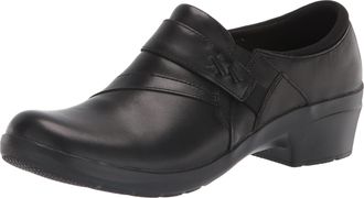 Clarks Womens Angie Pearl Loafer, Black Leather, 8.5 Wide