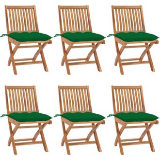 vidaXL Sillas De Jard&iacute;n Plegables 6 Uds Madera Maciza Teca Con Cojines Vidaxl