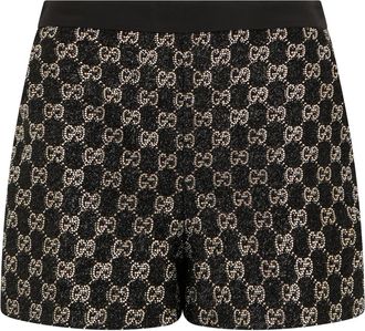 Gucci Geborduurde wollen tweed lam&eacute; shorts - Dames - Bermuda - Zwart - S - Wol - Korte Broeken