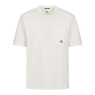 C.P. Company T-Shirts, male, White, Size: M Crew Neck T-Shirt