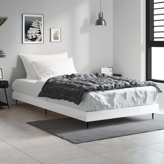 vidaXL Estructura De Cama Madera De Ingenier&iacute;a Blanco Brillo 90x200cm Vidaxl