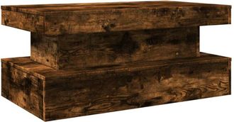 vidaXL Mesa De Centro Con Luces Led Roble Ahumado 90x50x40 Cm Vidaxl