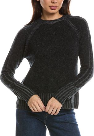 Fort&eacute; Cashmere Plaited Rib Trim Crewneck 100% Cashmere Sweater