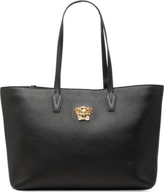 Versace Black Leather Tote Bag (Pre-Owned)
