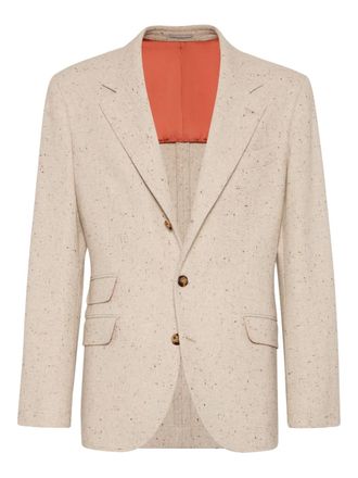 Brunello Cucinelli notched-lapels blazer - men - Wool/Cashmere - 48 - Neutrals