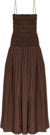 Matteau Gekreukte jurk met lage taille - Dames - Maxi kleedjes - Bruin - XL - Katoen - Kleedjes