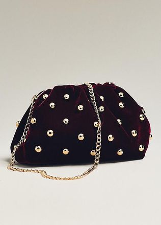 Maeve Velvet Studded Clutch