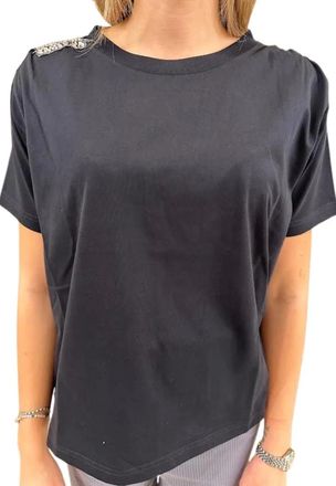 Liviana Conti t-shirt Cotone - Dames - T-shirts - Zwart - L - Katoen - Tops