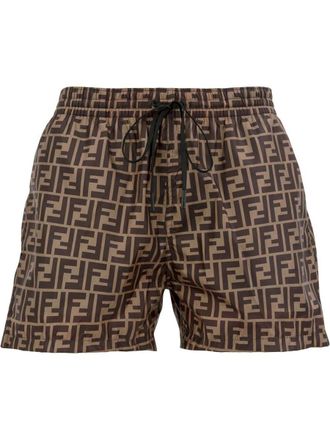 Fendi Tech Fabric With All-Over Ff Pattern Swim Shorts