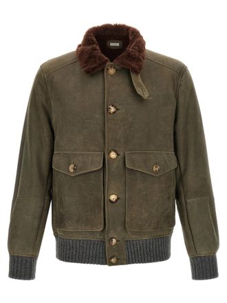 Brunello Cucinelli Bicolor Lamb Leather Leather Mens Jacket