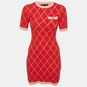 Maje Red Knit Diamante Mini Dress