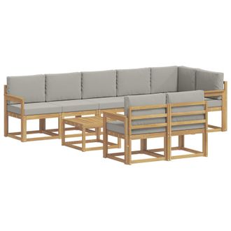 vidaXL Conjunto De Sof&aacute;s De Exterior 9 Pcs Blanco Y Gris Claro Vidaxl