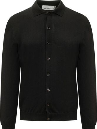Amaranto Korte Mouw Gebreide Polo - Heren - Vesten - Zwart - XL - Truien & Vesten