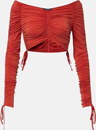Balmain Ruched jersey crop top