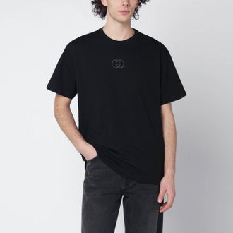 Gucci Black cotton jersey T-shirt with embroidery