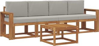 vidaXL Conjunto De Sof&aacute;s De Exterior 5 Uds. Gris Natural Y Claro Vidaxl