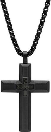 HMY Jewelry Stainless Steel Cross Pendant Necklace in Black at Nordstrom Rack