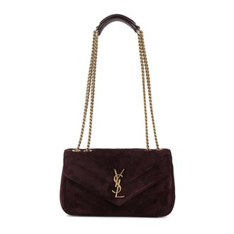 Saint Laurent Loulou Small Suede Shoulder Bag - female - Saint Laurent - Shoulder Bags - Brown - ONE SIZE - Bags