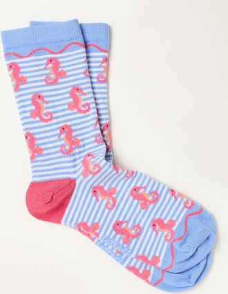 Fat Face FatFace Blue Seahorse Stripe Socks