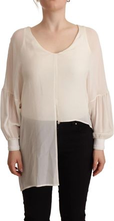 Patrizia Pepe Silk Long Sleeves Deep Vneck Womens Top (Pre-Owned)