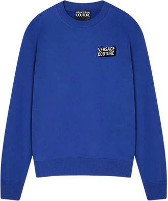 Versace Jeans Couture Logo Square Sweater Heren Blauw - Heren - Sweatshirts - Blauw - L - Katoen - Hoodies & sweatvesten