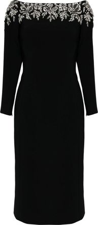 Jenny Packham Rosabel crystal-embellished dress - women - Polyester/Polyester/Polyurethane - 14 - Black