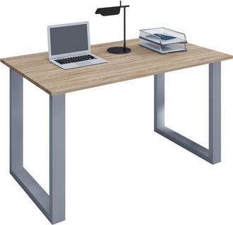 ebuy24 Vcm Wood Desk Al. 76 X An. 110 X P. 80 Cm Mesa De Ordenador Lisa Pies De Metal De Alta Calidad Mesa De Trabajo Muebles De Oficina - Lona U (plata / Ro