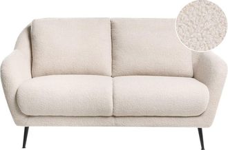 Beliani Sofá 2 plazas tapizado de bouclé patas de hierro negras con reposabrazos asiento grueso estilo moderno sala de estar beige Eiby