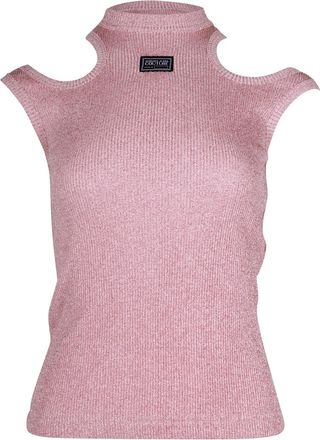 Versace Jeans Couture Couture Shimmer Sleeveless Knitted-Top In Pink Viscose