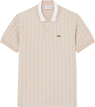 Lacoste Polo van jacquard met klassieke pasvorm en monogram - Heren - Polos - Beige - 2XL - Tops