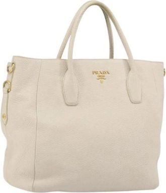 Prada Pre-owned Vintage Tote Bag - Dames - Vintage Shopper - Beige - ONE Size - Leer - Vintage