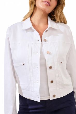 Tribal Long Sleeve Button Front Jacket With Back Pleats In White-0001