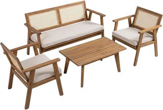 Concept Usine Muebles de jard&iacute;n de 4 plazas en madera de acacia y ca&ntilde;a