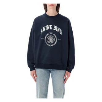 Anine Bing Miles Sweatshirt Collegiate - Dames - Sweatshirts - Blauw - M - Katoen - Hoodies & sweatvesten
