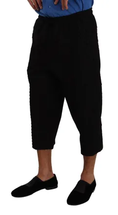 Dolce & Gabbana Mens Cargo-Pocket Cotton Blend Cropped Pants Black Nylon