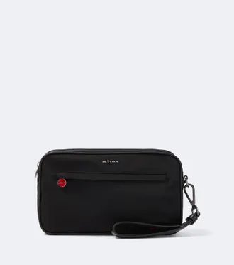 Kiton Leather-trimmed toiletry bag