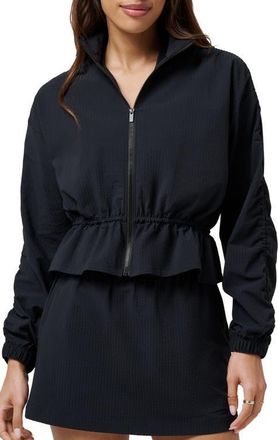 Travis Mathew Timeless Breezeblend Peplum Jacket in Black at Nordstrom, Size X-Small