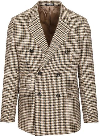 Emporio Armani Dubbelrijige Jas van Scheerwol - Heren - Blazers - Veelkleurig - L - Wol - Jassen