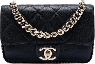 Chanel Pre-owned Quilted Caviar Leather Satchel - Dames - Vintage Schoudertas - Zwart - ONE Size - Leer - Vintage